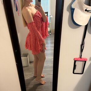 Sunday Saint Tropez Two Piece Coral Skirt Crop Top Set